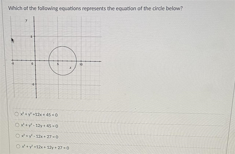 Which of the following equations represents the equation of the circle below ?-example-1