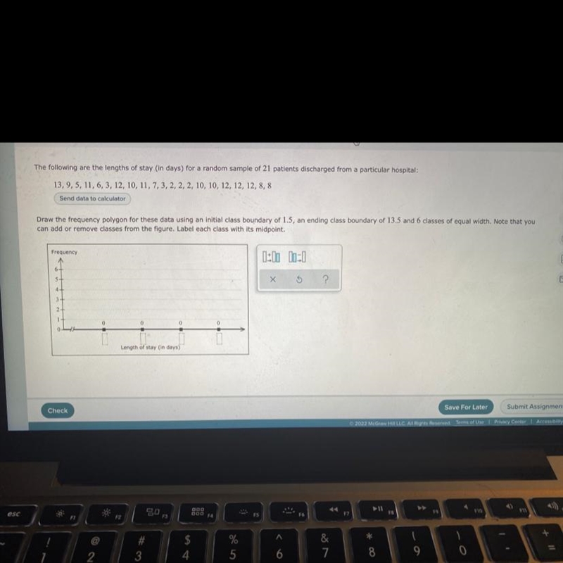 Need to graph and then mark length of stay (in days) on the bottom of the graph.-example-1