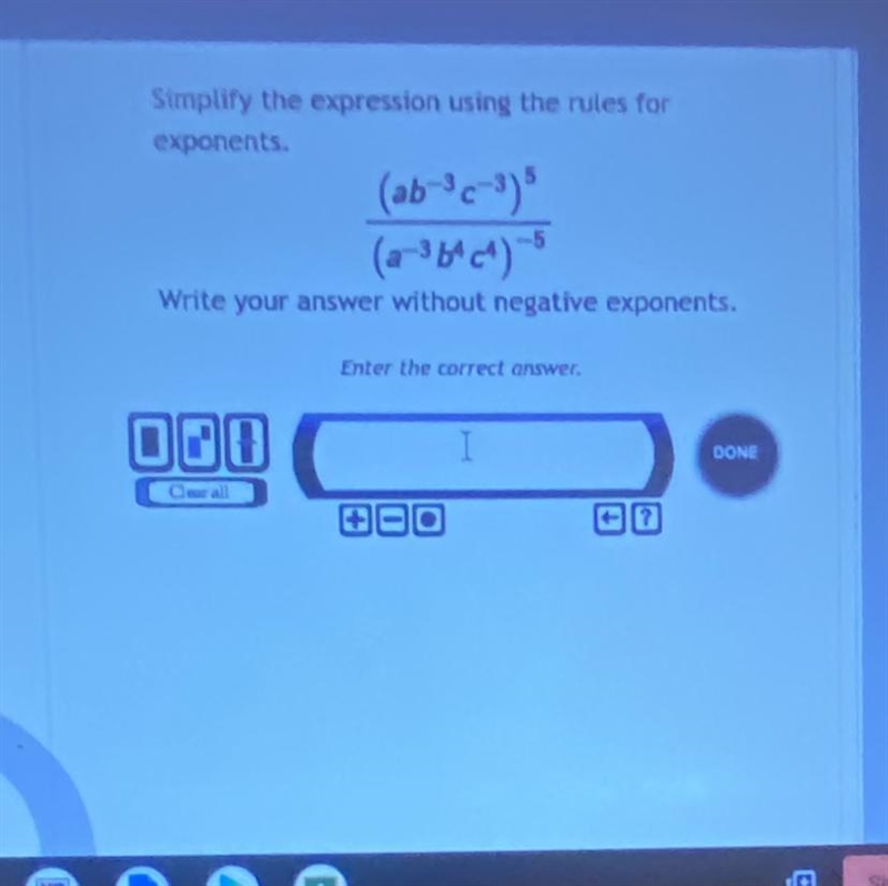 Simplify the expression using the rules for exponents. Write your answer without negative-example-1