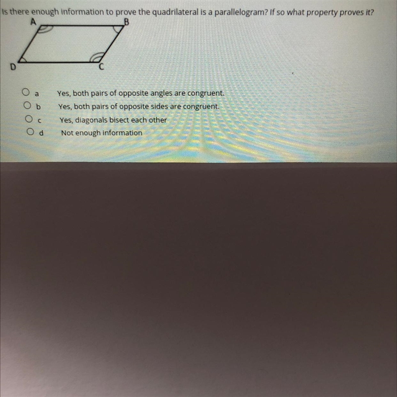 Is there enough information to prove the quadrilateral is a parallelogram if so what-example-1