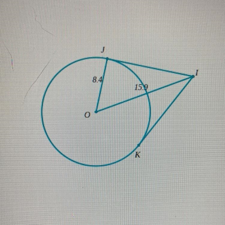 In the figure below, the segments IJ and IK are tangent to the circle centered at-example-1