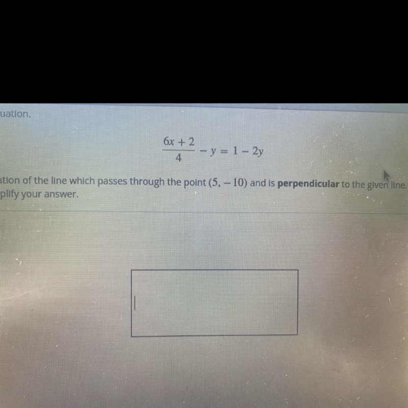 Find the equation of the line which passes through the point(5,-10) And is perpendicular-example-1