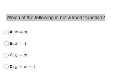 Which of the following is not a linear function?-example-1