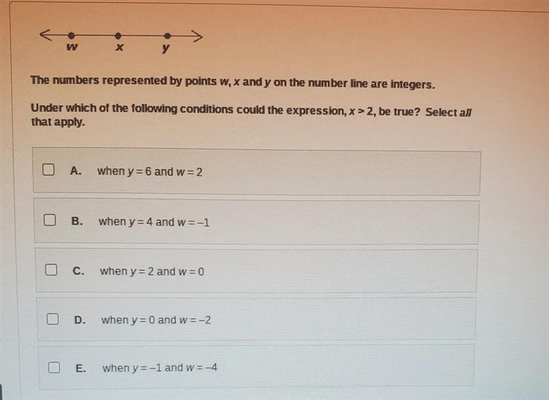 The number represents points why, x and y on the number line are integers. under which-example-1