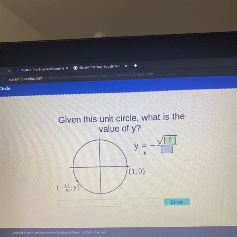 The last of my points. Given the unit circle, what is the value of y? This my last-example-1