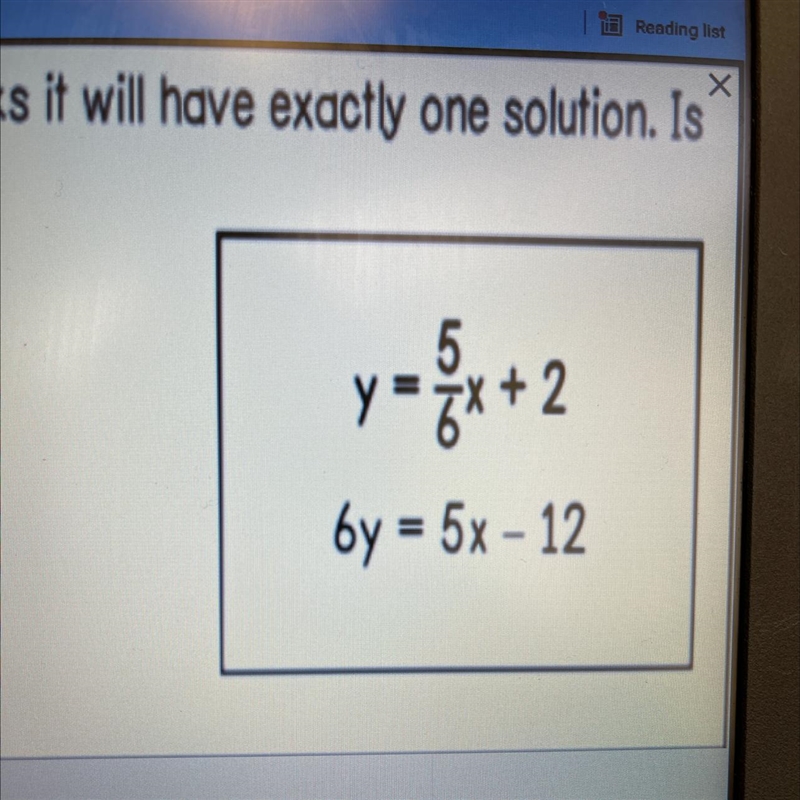 Jane is observing the system of equations below and thinks it will have exactly one-example-1