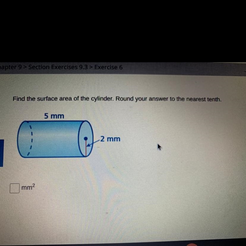 What is the surface area of this cylinder ?-example-1