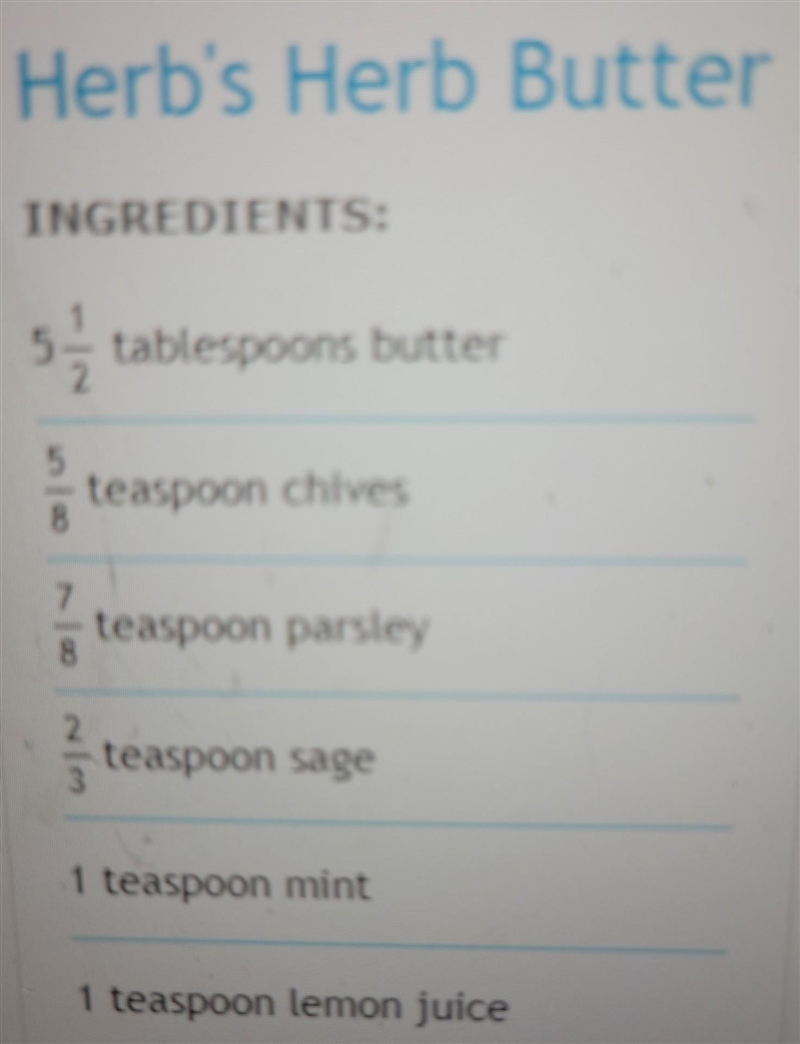 What quantity of parsley would you need to make a half recipe?​-example-1