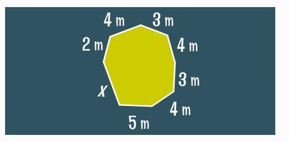 What is the missing length of the polygon shown below if the perimeter is 32 m-example-1