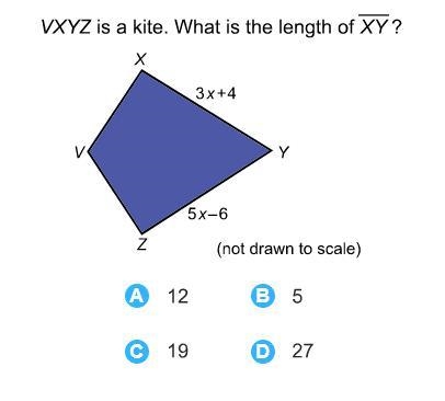 VXYZ is a kite. What is the length of XY?-example-1