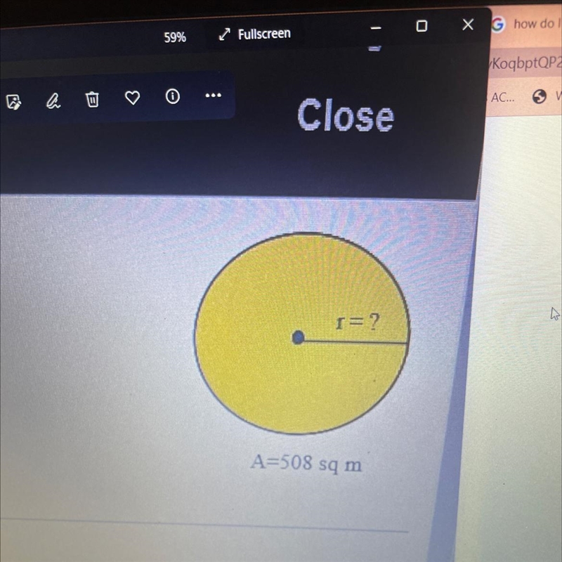 How to get radius from 508 area of a circle.-example-1