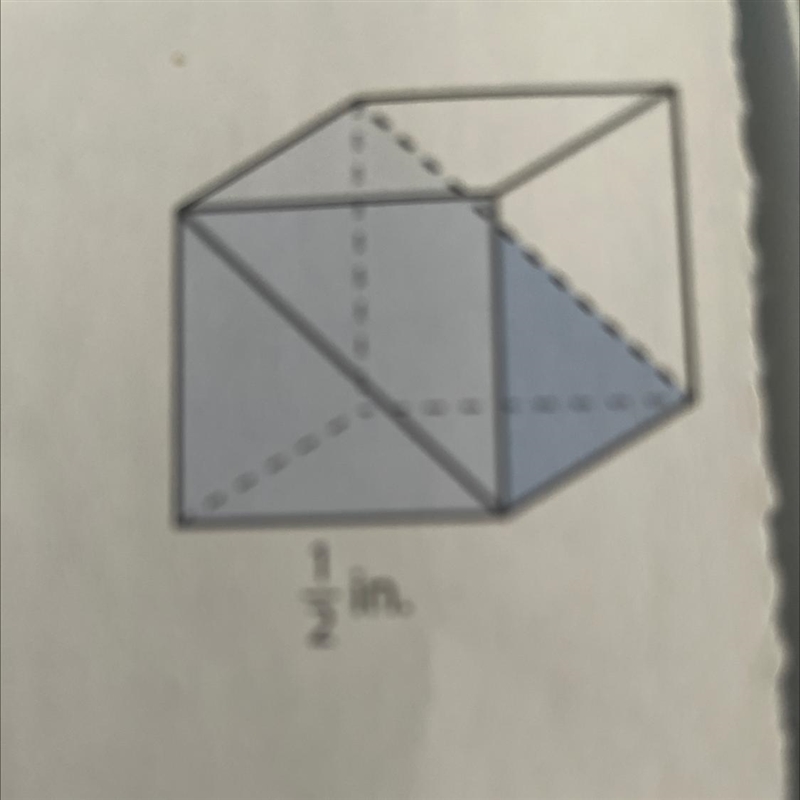 The shaded part of the cube is 1/16 in.?. What is the volume of the cube?-example-1