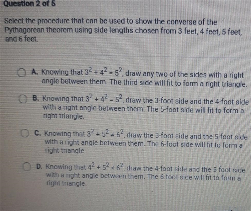 selective products that can be used to show the converse of the pythagorean theorem-example-1