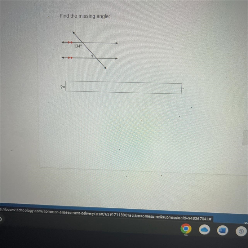 Find the missing angle: ?= 134⁰-example-1