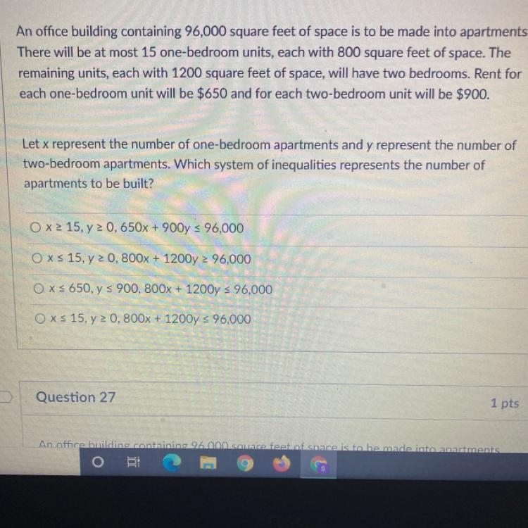 Which systems of inequalities represents the number of apartments to be built-example-1