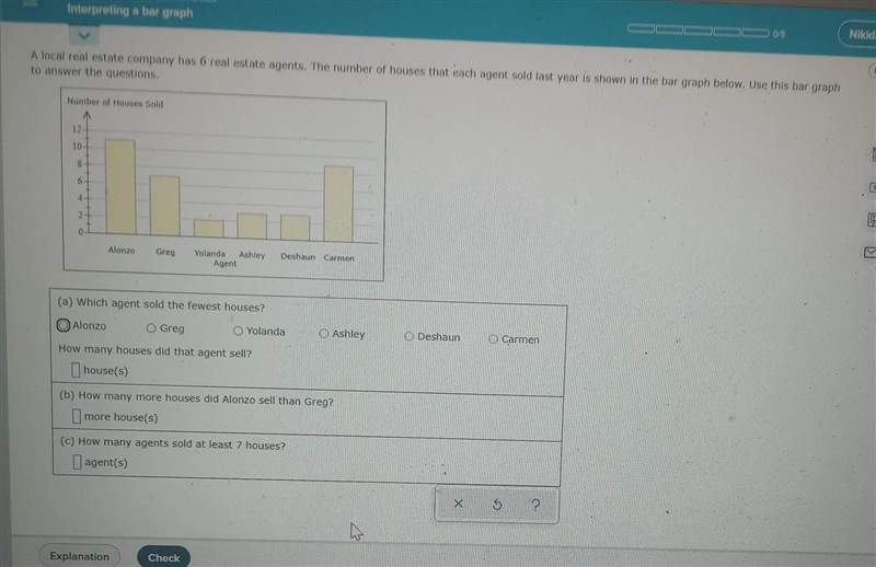 = DATA ANALYSIS AND STATISTICS Interpreting a bar graph A local real estate company-example-1