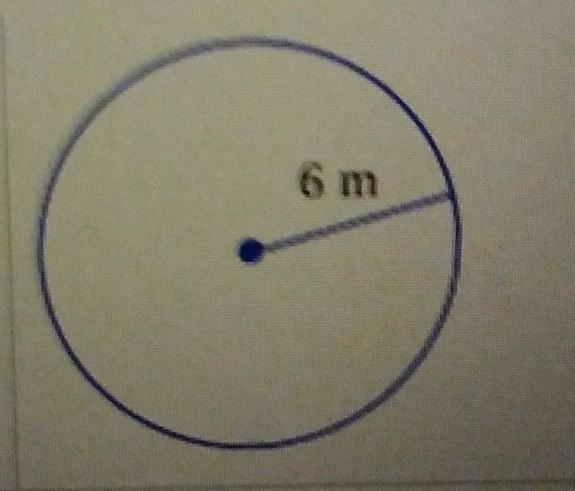 Find the area of the circle the area is ____m^2(type an exact answer in the terms-example-1