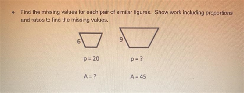 Find the missing values for each pair of similar figures. Show the work including-example-1