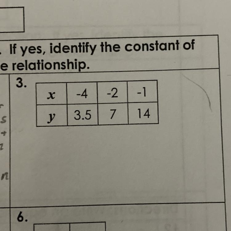 Determine whether set of values represents an inverse variation. If yes, identify-example-1