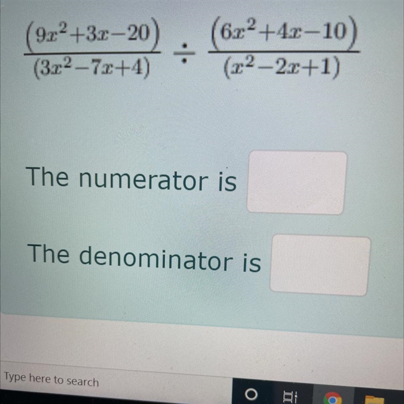 Divide the rational expectations express in simplest form. Numerator and denominator-example-1