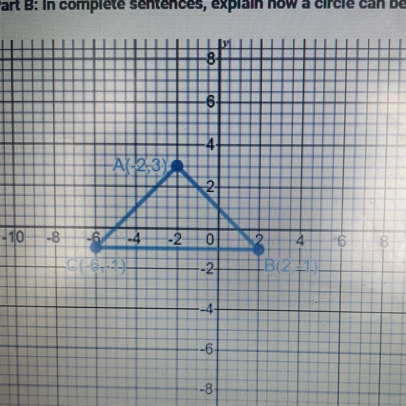 Part B: In complete sentences, explain how a circle can be used to find the circumcenter-example-1