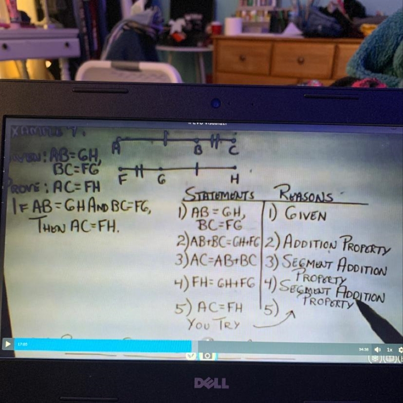 what allows you to say ac=fh1) distributive property 2) addition property 3) symmetric-example-1