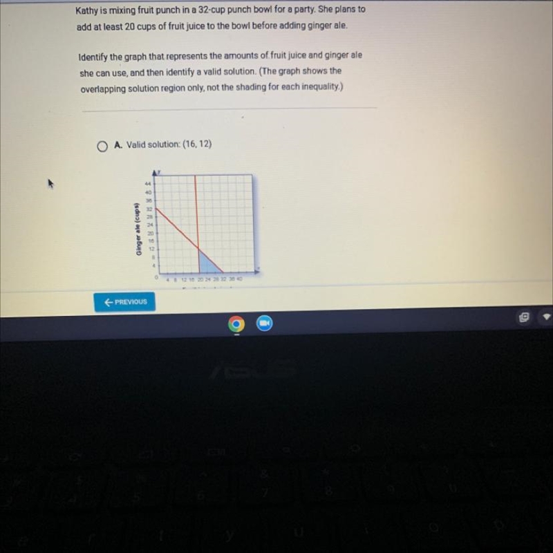 Identify the graph that represents the amounts of fruit juice and ginger ale she can-example-1