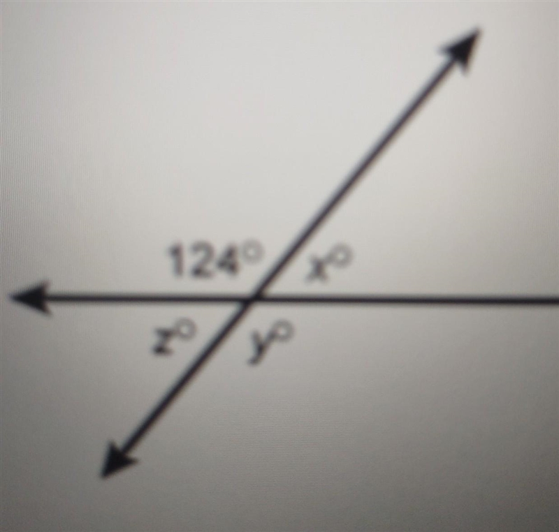 What is the measure of angle z in this figure? Enter your answer in the box. * 124 x-example-1