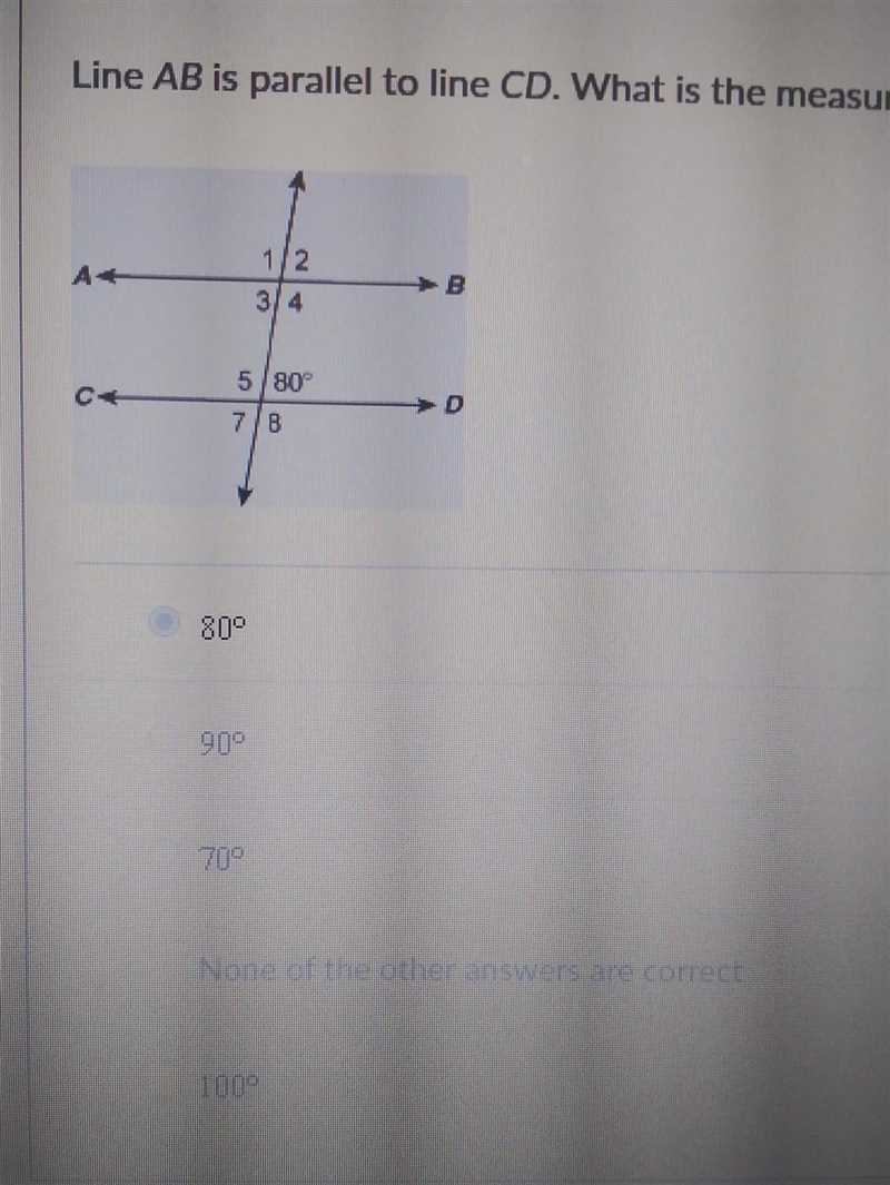 Line AB is parallel to line CD. What is the measure of ∠1?-example-1