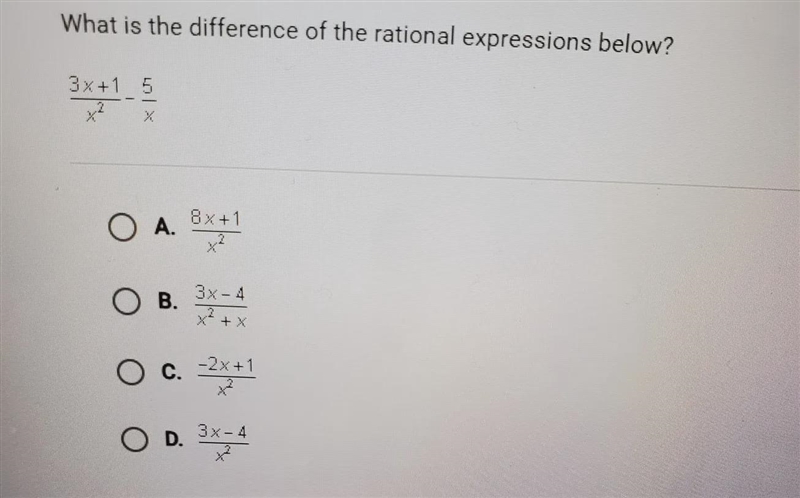 What is the difference of the rational expressions below? *photo-example-1