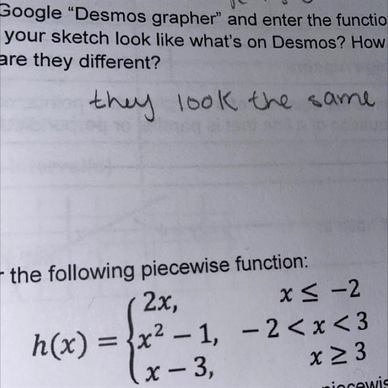 Write out the steps for graphing a piecewise function with 3 equations and sketch-example-1