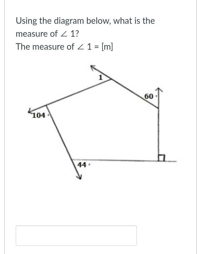 Using the diagram below what is the measure of <1 The measure of <1=[m]​-example-1