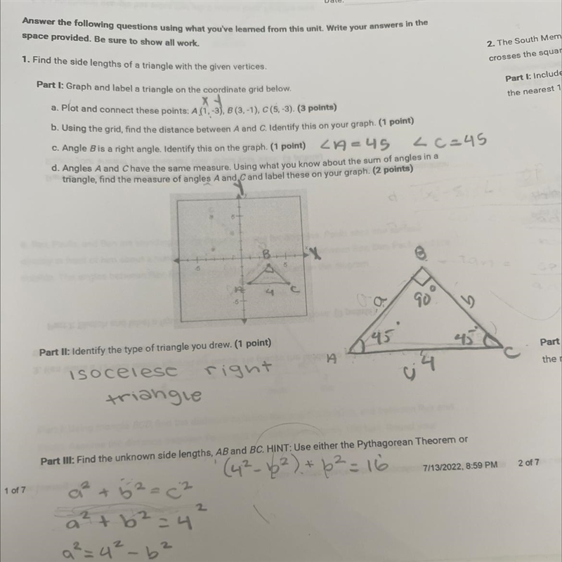 Can someone please help with part III?? don’t use my work it’s prob wrong lol :)-example-1