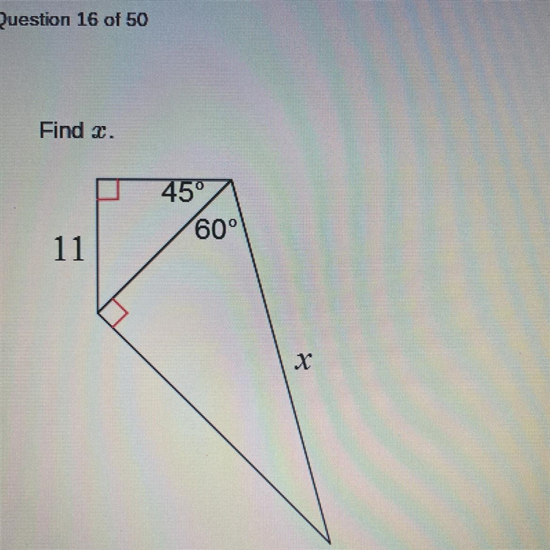 A. 11 square root of 3B. 11 square root of 3 divided by 3C. 22 square root of 2D. 22-example-1