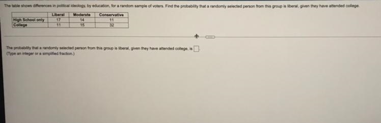 The table shows differences in political ideology, by education, for a random sample-example-1