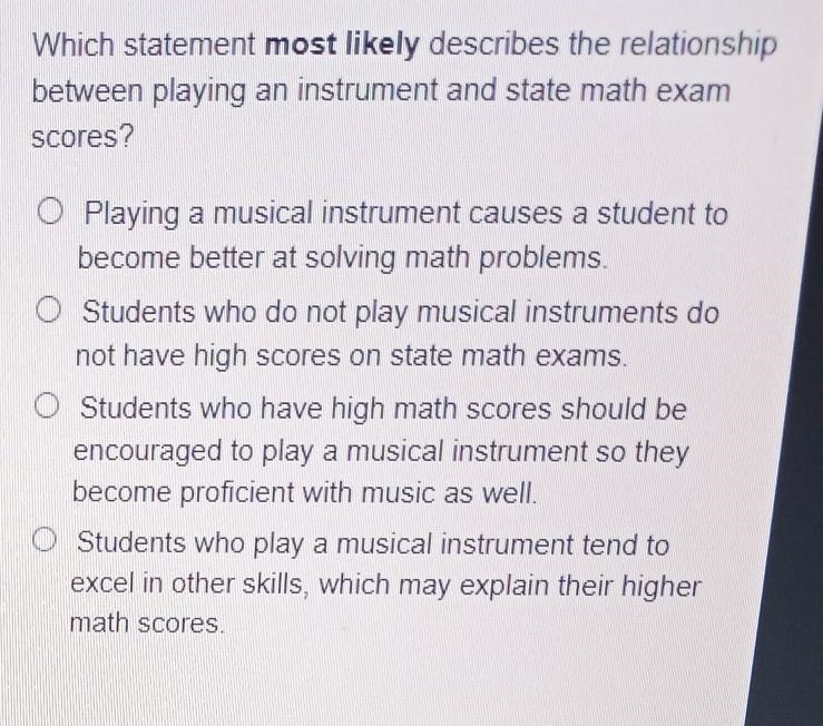 an article in a psychology journal journal claims that young students who play a musical-example-1