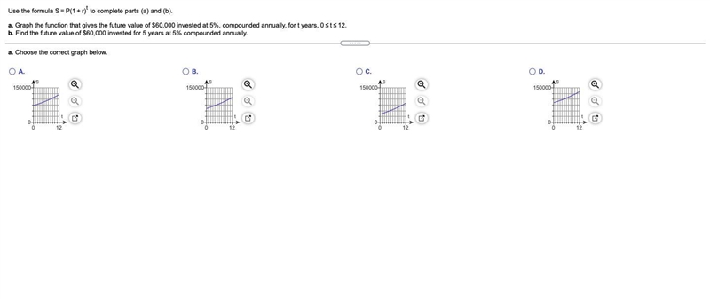 Use the formula S=P(1+r)t to complete parts (a) and (b).a. Graph the function that-example-1