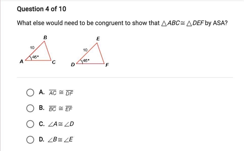 What else would need to be congruent to show that ABC=DEF by SAS?-example-1