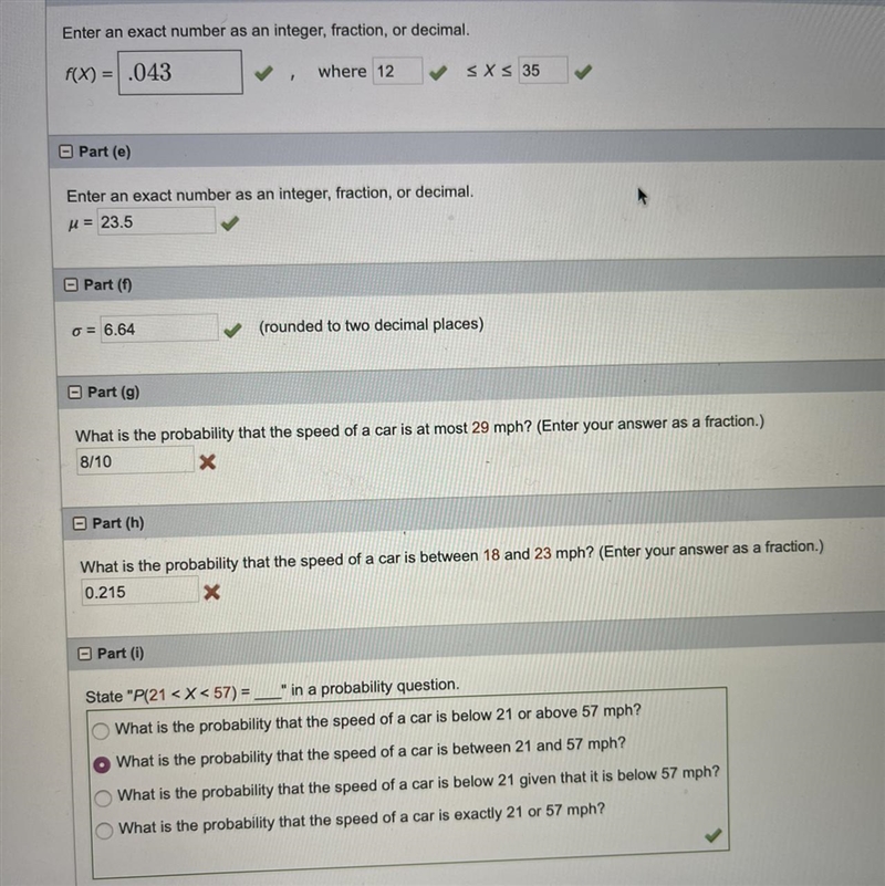 Math statistics, I need help on the red X “The speed of cars passing through the intersection-example-1