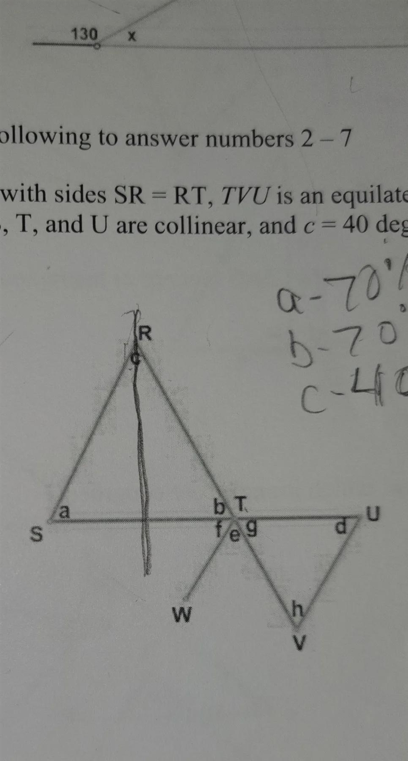 in the figure below, RTS is an isosceles triangle with sides SR=RT, TVU is an equilateral-example-1