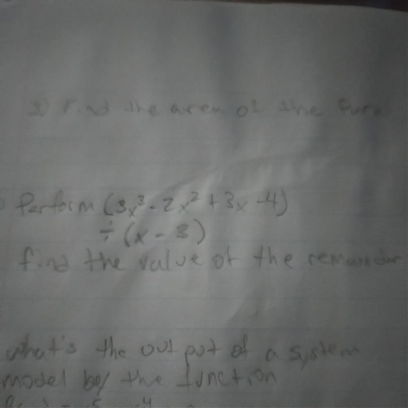 (3 ^(3) - 2x ^(2) + 3x - 4) / (x - 3)perform to find the value of the remainder-example-2