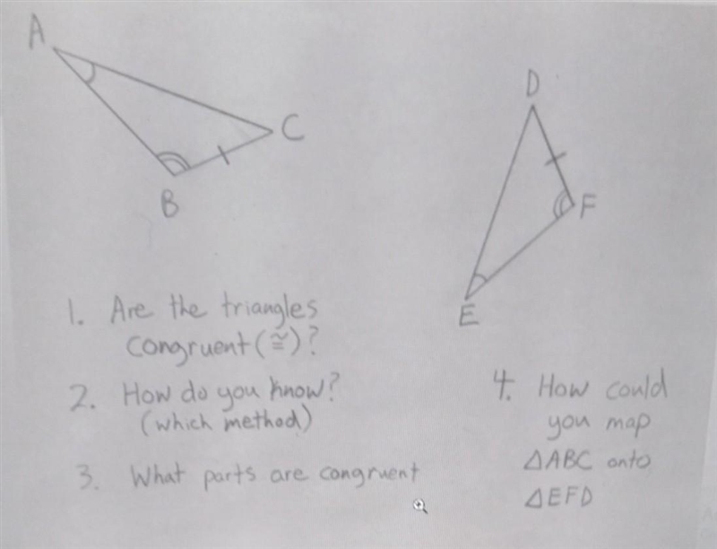 are the triangles congruent?how do you know?(which method)what parts are congruent-example-1