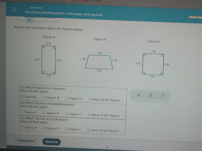 Identifying parallelograms, rectangles, and squares Answer the questions about the-example-1