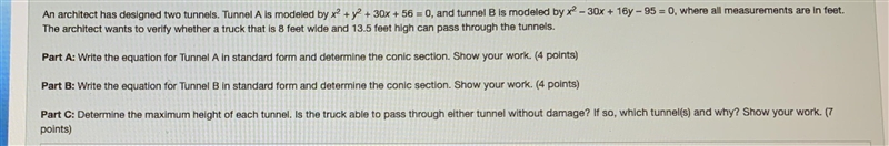 An architect has designed two tunnels… Question and rubric listed below. Thanks for-example-1