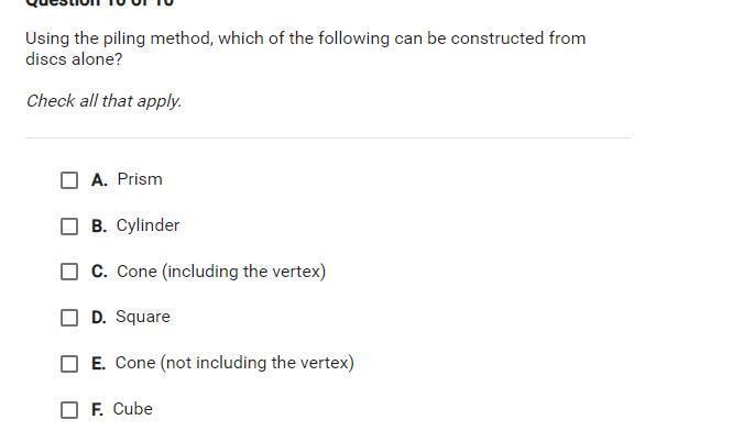 Using the piling method, which of the following can be constructed from discs alone-example-1