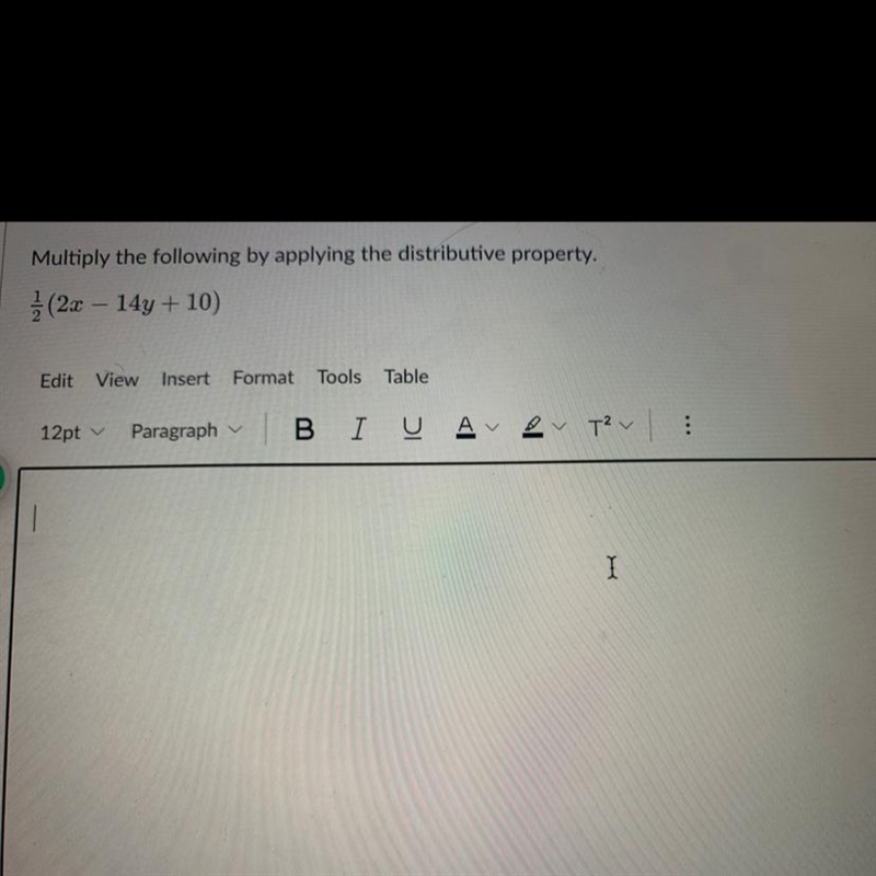 Multiply the following by applying the distributive property 1/3(2x - 4y + 10)-example-1