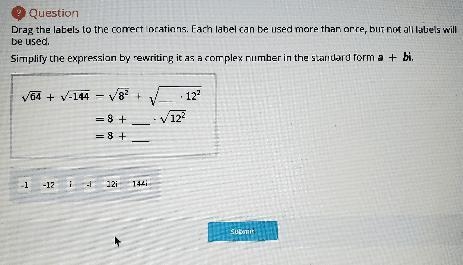 ✓64 + V-144 √8² + · 122 = 8 + · V 122 = 8 +-example-1