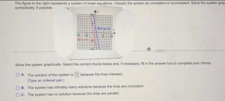 Classify if the system is consistent or inconsistent. Solve the system graphically-example-1