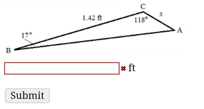 Solve for the unknown in the following diagram. Round the answer to two decimal places-example-1