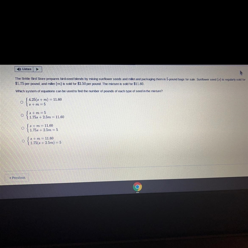 which system of equations can be used to find the number of pounds of each type of-example-1